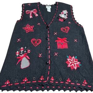 Koret Petites Vintage Christmas holiday sweater vest size P Small